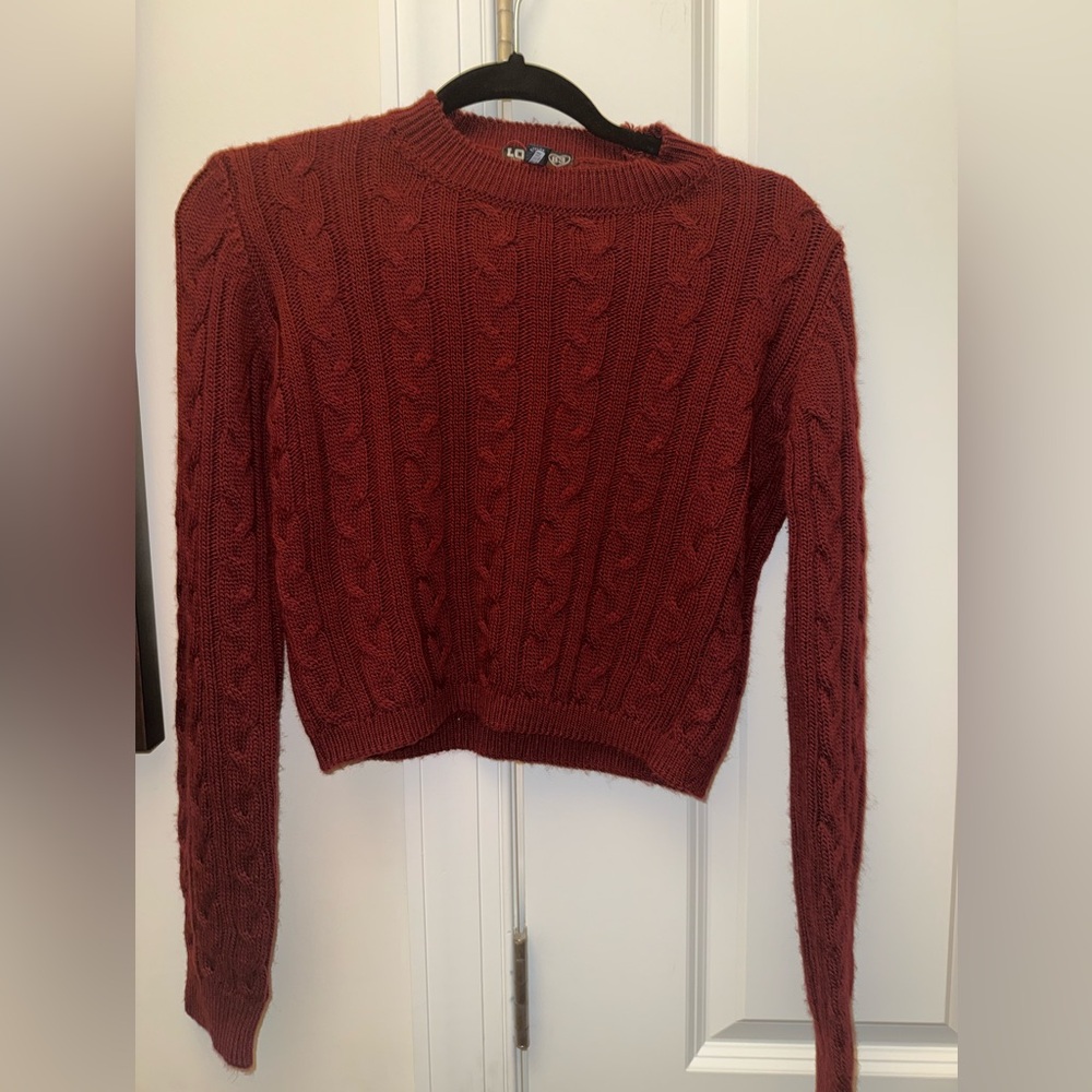 Love Women's Cable Knit Sweater - Deep Red